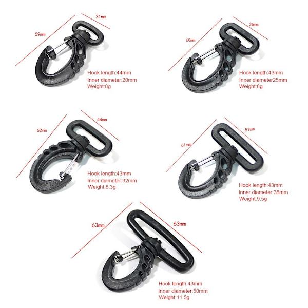 5 kpl Lobster Carabiner Spring Quickdraws Clip 59X31MM 59x31mm