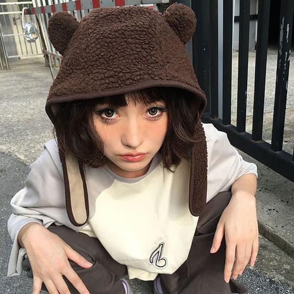 Talvi Pipot Lippikset Bear Pullover Hat BEIGE BEIGE