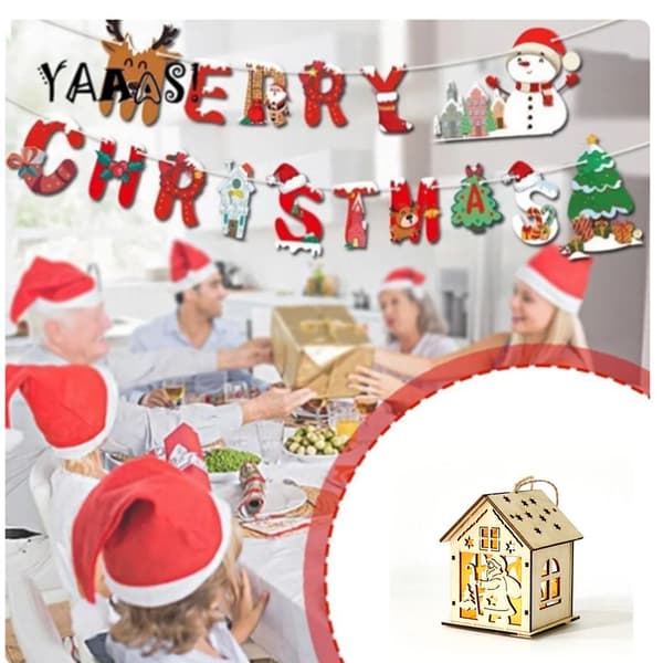 2 stk DIY Xmas træhus jule LED lys 2 2 2