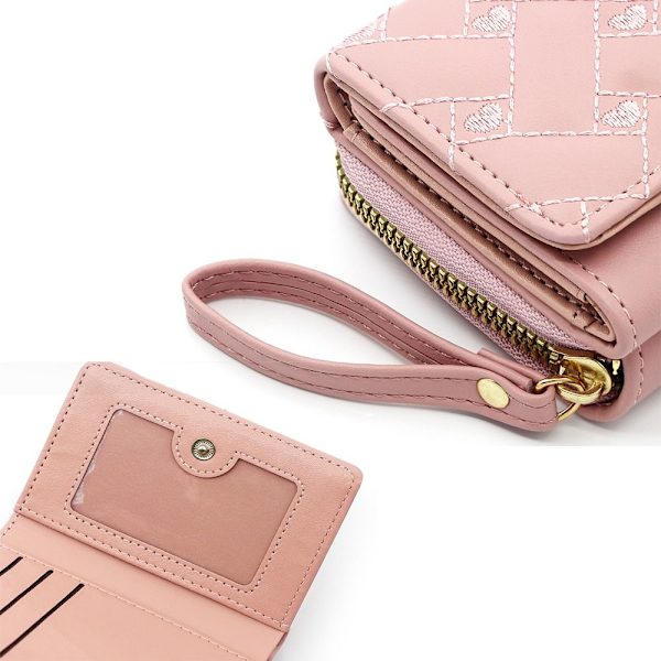 Broderad Love Wallet Myntväska ROSA Pink