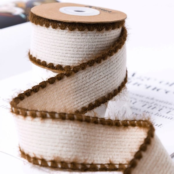 10Yards Mink Wool Stripe Band Plysch Band APRIKOS 23MM BREDD apricot 23mm width-23mm width