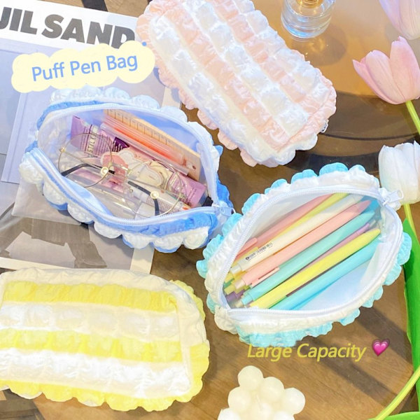 Puff Pencil Bag Paperipussi VAUNANpunainen pink
