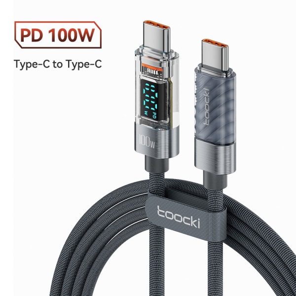 Mobildatakabel Ladekabel 2M100W C-C GRÅ 100W C-C GRÅ 2m100W C-C Grey