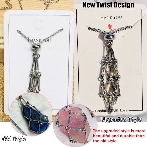 Crystal Holder Cage Halskjede Crystal Net Metal Necklace S S