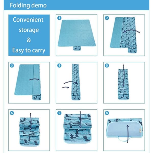 Piknikteppe Campingmatte BLÅ LEAVE BLÅ LEAVE blue leave