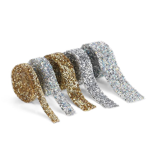 Rhinestone Trim Crystal Tape GULD 30MM BREDD 30MM BREDD gold 30mm width-30mm width