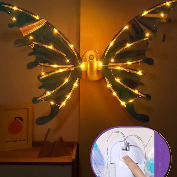Alv lysende sommerfuglvinge Elektriske englevinger FARGET LYS colored light