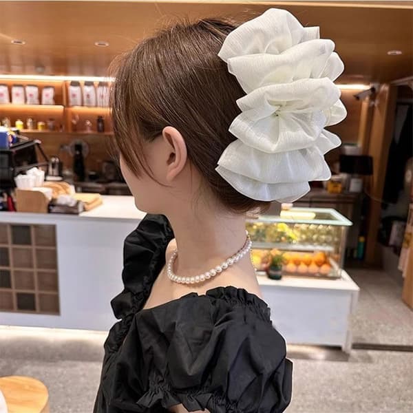 Mesh Bow Bubble Clip Hiuspidikkeet VALKOINEN White