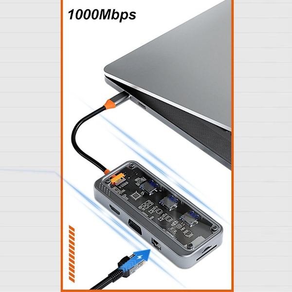 USB HUB Type-C dokkingstasjon 4K HDMI