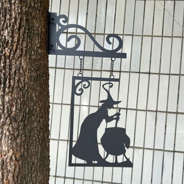 Witch Silhouette Patsas Puutarhakulmakyltti 40X23CMBLACK WITCH 40x23cmBlack Witch