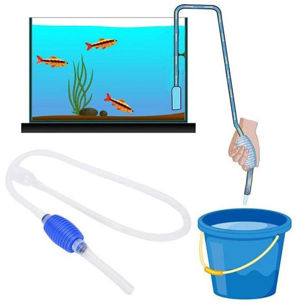 2 stk. Akvarium Rengøringsvandskifterpumpe Siphon Slange