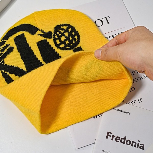 Hip Hop Cap Strikkede Huer GUL&SORT yellow&black