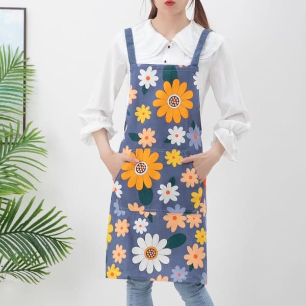 Kök Canvas Förkläden Kockförkläde BLÅTT blue