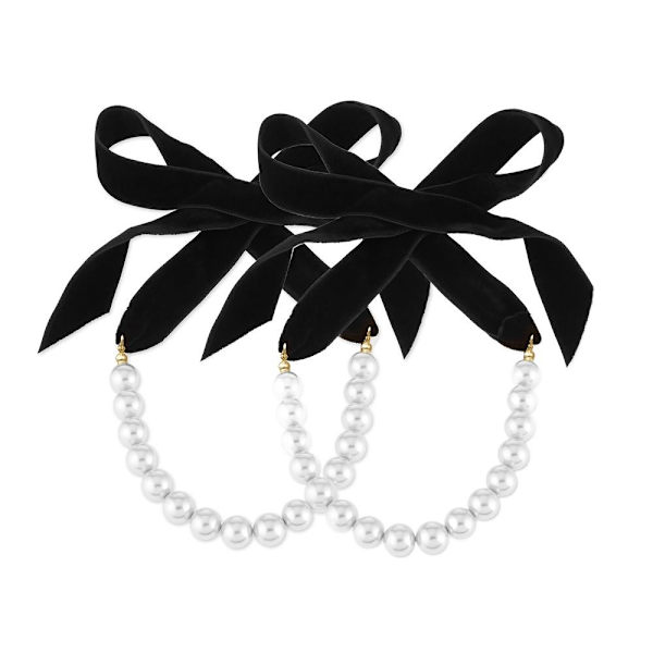 Vintage Pearl Choker Bowknot Neck Tie Chain Tyylikäs kaulus