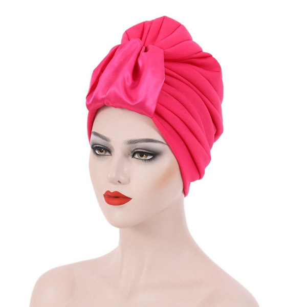 Plisseret Turban Dame Kemo Cap ROSE RED rose red