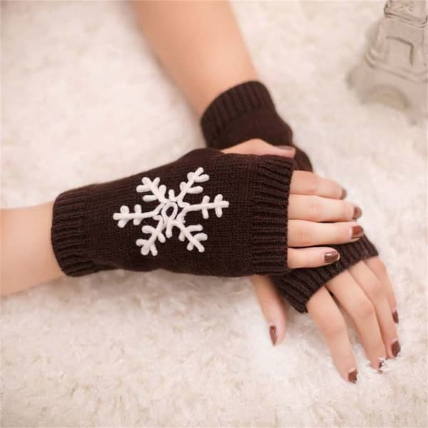 Strikkede Handsker Half Finger Handsker KAFFE coffee