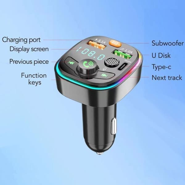 Trådløs Bluetooth FM-sender MP3-afspiller Hurtigoplader
