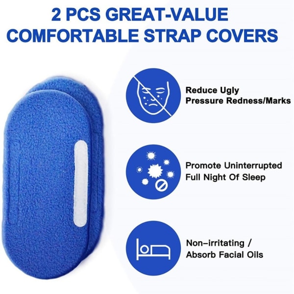 2 stk CPAP Strap Covers CPAP Pude BLÅ blue