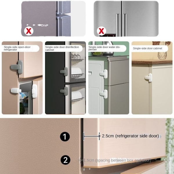 Køleskab Låseskab Spænde GRÅ 2STK 2STK Grey 2PCS-2PCS