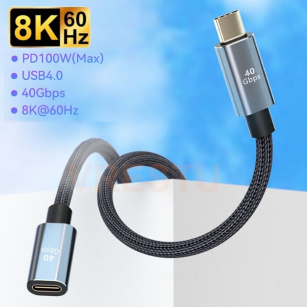 Typ-C förlängningskabel USB 4 Extend 0,8M 0.8m