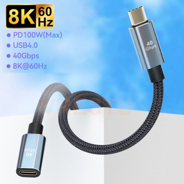 Type-C forlengelseskabel USB 4 Forleng 0,5M 0.5m