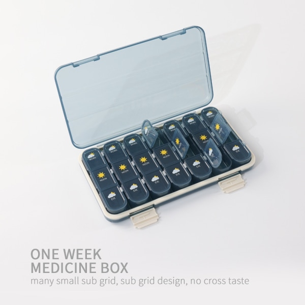 Weekly Pill Box Medicine Dispenser BLUE 21 GRID 21 GRID blue 21 grid-21 grid