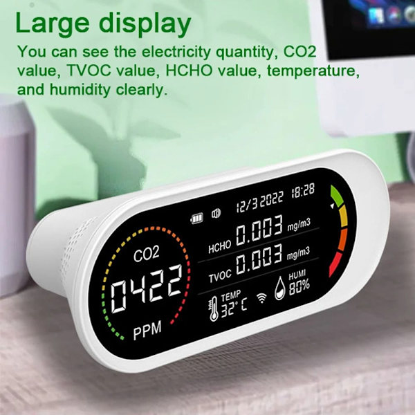 Luftkvalitetsdetektor Luftkvalitetsmätare TVOC HCHO CO2-mätare