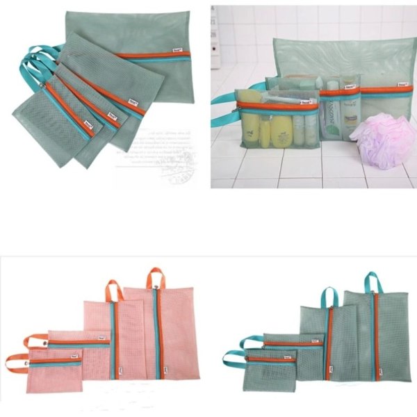 4 stk/sæt Rejseopbevaringstaske Rejsemeshtaske PINK pink