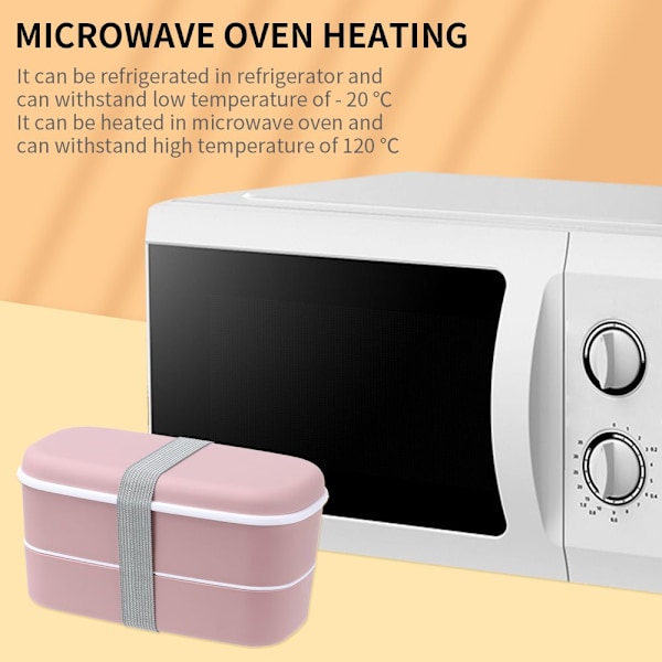 Dubbellager Bento Box Miljövänlig Lunchbox pink