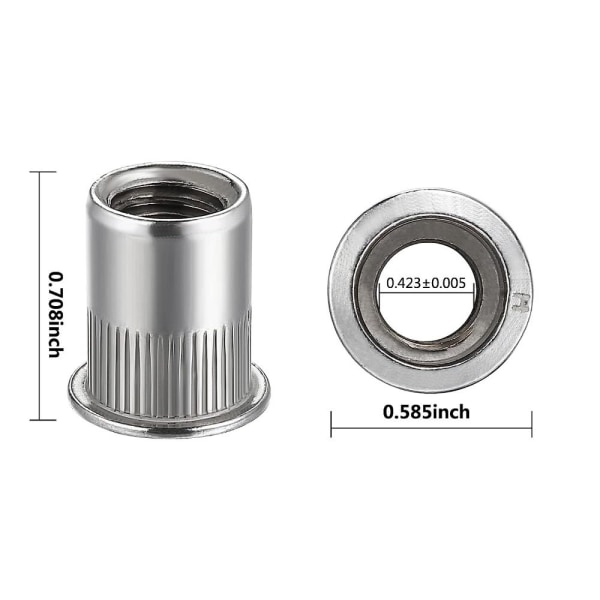 100 Styck Nitmutter Flat Head Rivnut Insatsmutter