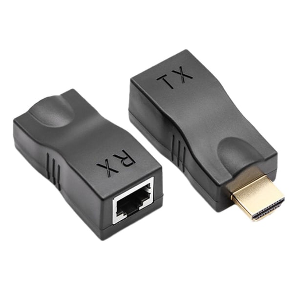 2 stk Ethernet-kabel til HDMI HDMI-forlenger SVART Black