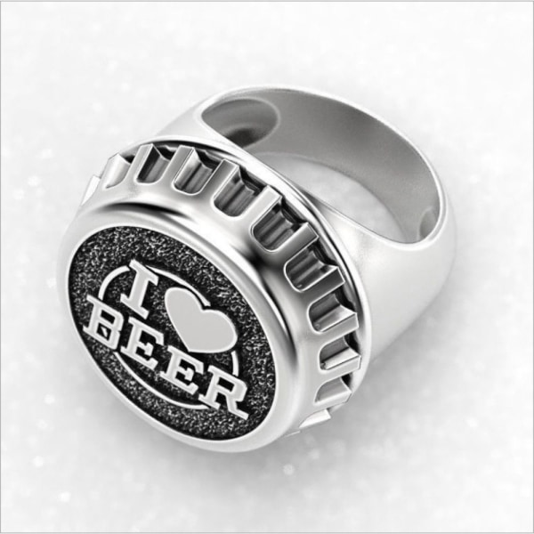 Cap Ring I Love Beer Ring GULD 12 Gold 12
