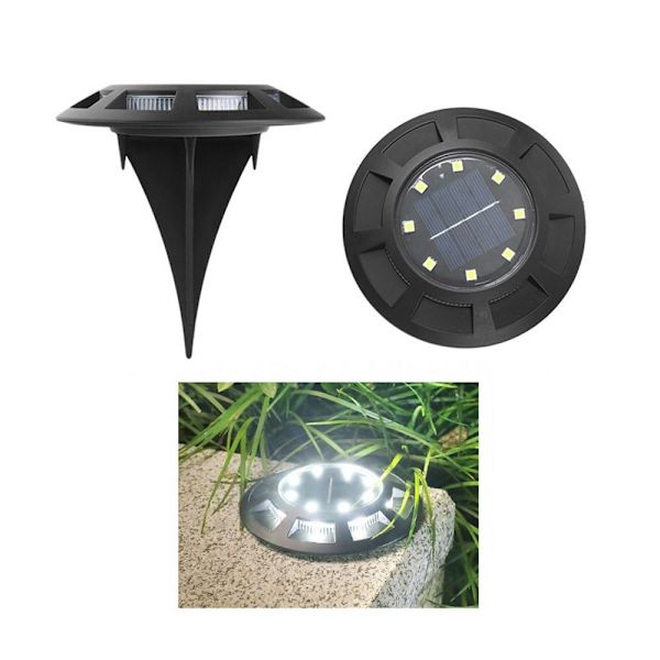 Solar Ground Light 8LED Solar Lights HVIT LYS HVIT LYS white light