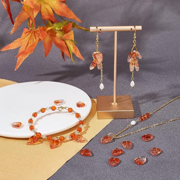 100 stk Fall Leaf Charms Gradient Blade Perler Pendant