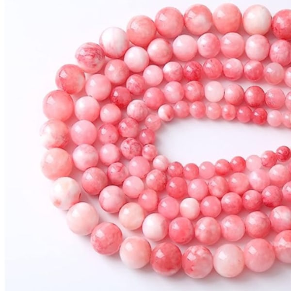 Persisk Jade Rosa hvite perler Naturlige edelstensperler