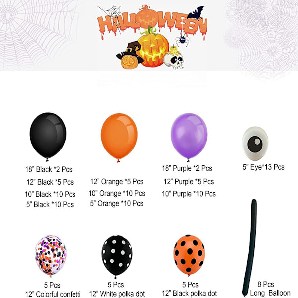 Halloween Ballong Garland Kit Arch Halloween Ballonger Set SET 3 Set 3