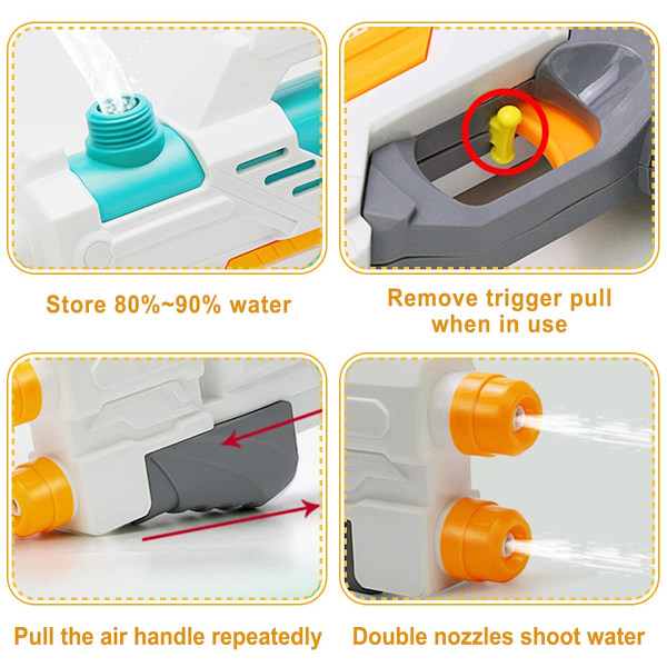 Dubbelmunstycke Water Blaster Toy Guns Beach Toys White