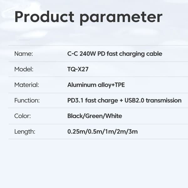 PD 240W Type C - Type C Kaapeli GREEN 2M green 2m