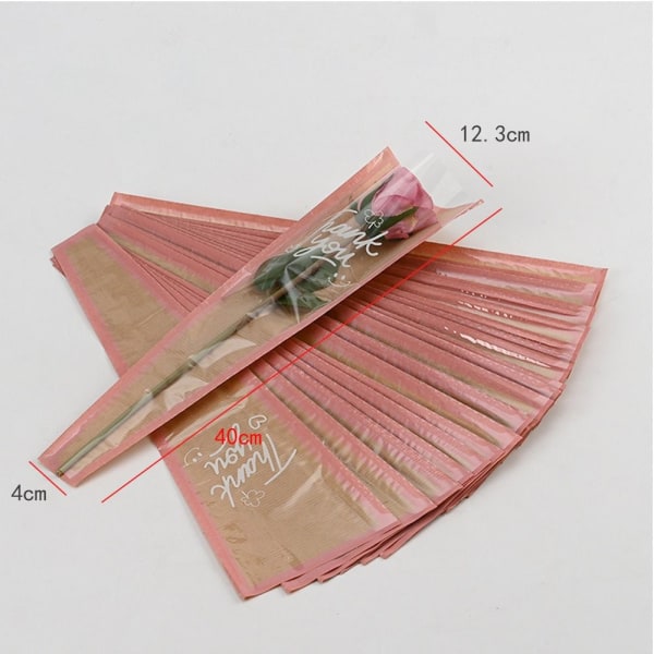20/30 STK Rose Pakking Sleeve Bag Bukett Pakkepose ROSA Pink Single-Single