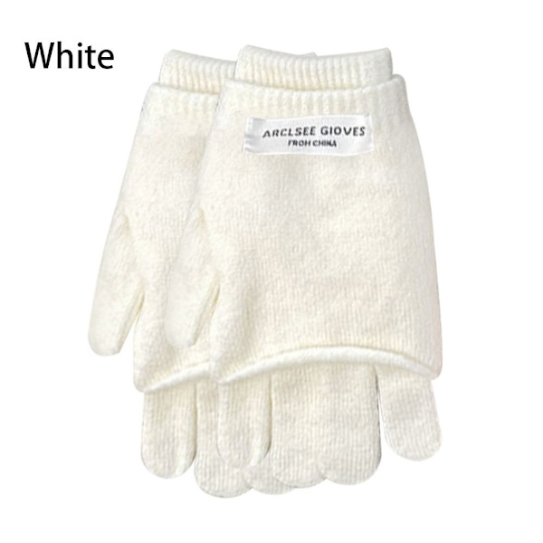 Stickade handskar Handledshandskar VIT white