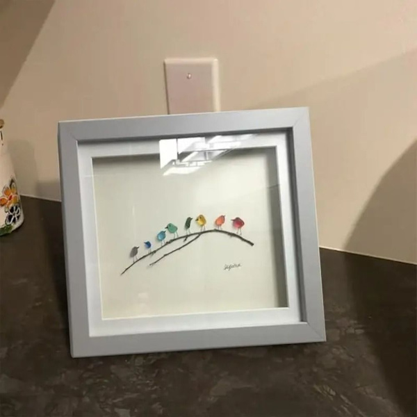 Merilasinen sateenkaarilintuornamentti lasilintuhahmo 8 8 birds-White frame