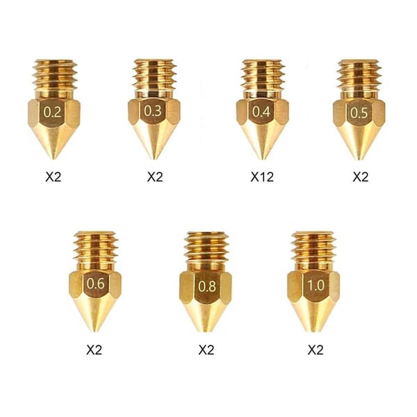 24 kpl 3D Printer Brass Nozzles Extruder Ender 3 Nozzles for 1set