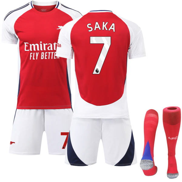 2024-2025 Arsenal Hjemme Børnefodboldtrøje Sæt med Strømper Nr. 7 Saka 26