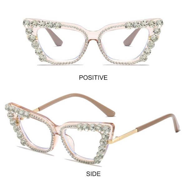 Kvinders Rhinestone Cat Eye Clear Lens Briller Damebriller C6