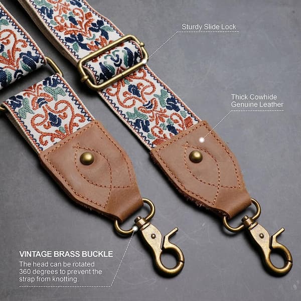 2 tum bred broderi handväska Rem Gitarr Style Axelrem