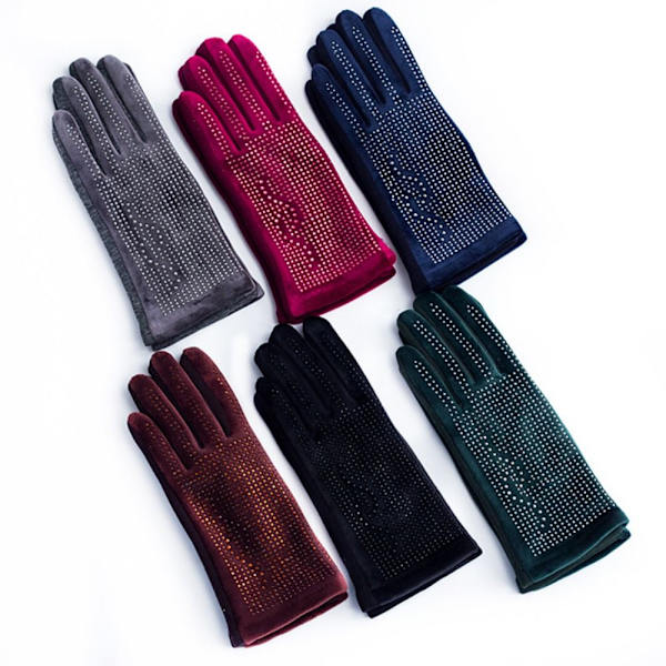 Rhinestone Handsker Varme Handsker SORT SORT black