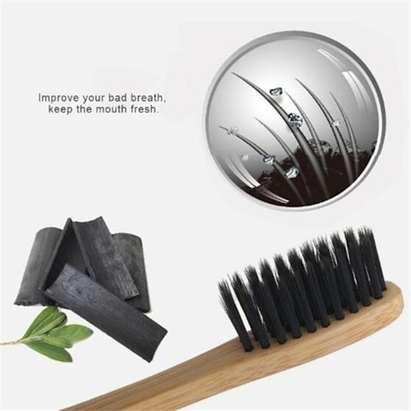 Bambus tandbørste tandbørste SORT (5 STK) Black(5 PCS)