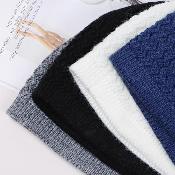 Muslim Cap Neulottu Hat TUMMAN PUNAINEN DARK RED