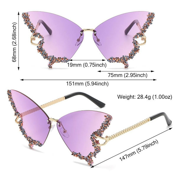 Perhosaurinkolasit Naiset Violetti Gradient Gradient yellow