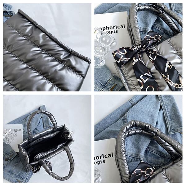 Quiltade tygväskor Messenger Axelväska SILVER silver